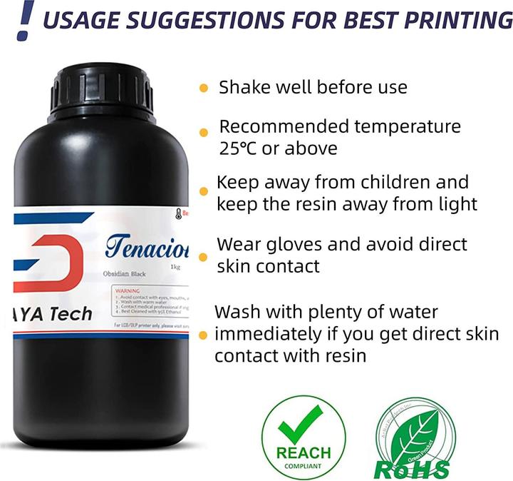Produktbild Siraya Tech Tenacious - 1 kg - Obsidian Black (Resin, 65 mm, 1000 g, Schwarz)