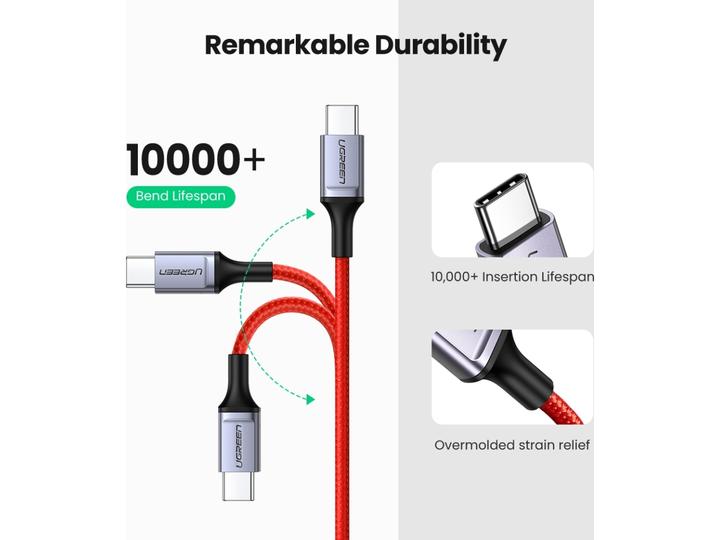 Actual product image Ugreen USB-C to USB-C cable 2.0 1m (red) (1 m, USB 2.0)