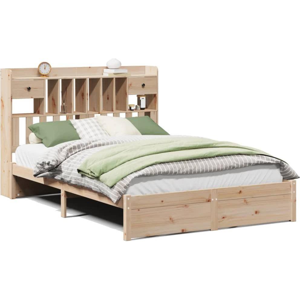 VidaXL, Bett, Massivholzbett Holzbett Bett Doppelbett mit Regal ohne Matratze 160x200cm (160 x 200 cm)