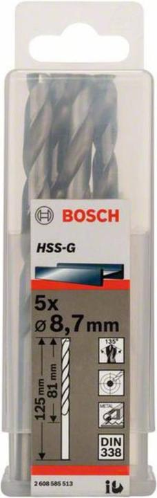 Immagine prodotto Bosch Professional Zubehör Trapano PRO Metal HSS-G, 8,7 x 81 x 125 mm (8,7 mm)