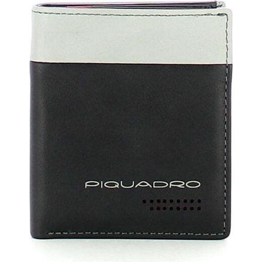 Piquadro, Portemonnaie, Leather Wallet, For Back And Credit Cards, Black, Gray, Schwarz
