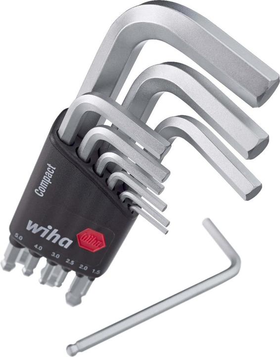 Produktbild Wiha Stiftschlüssel Set im Compact Halter Sechskant-Kugelkopf 10-tlg. kurz, mattverchromt