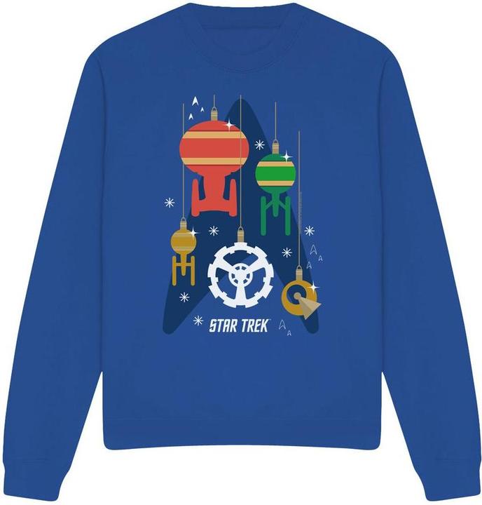 Actual product image Unisex Adult Spaceship Bauble Christmas Sweatshirt (L)