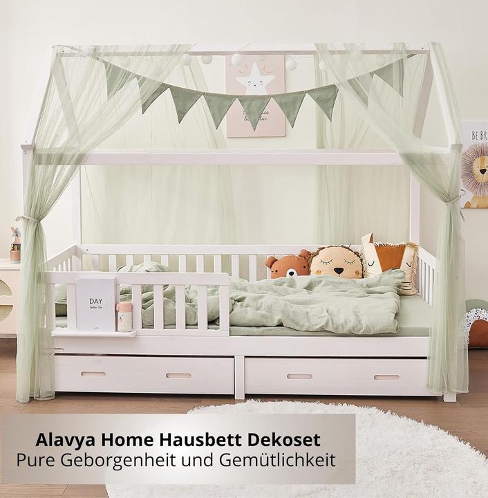 Actual product image Alavya Home 3-teiliges Hausbett-Deko-Set mit Betthimmel und Wimpelkette
