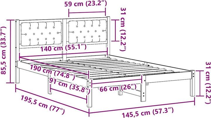 Actual product image vidaXL Bettgestell (140 x 190 cm)