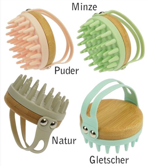 Immagine prodotto Spazzola per massaggi, bambù e silicone, 4 colori assortiti 84 x 78 x 80 mm