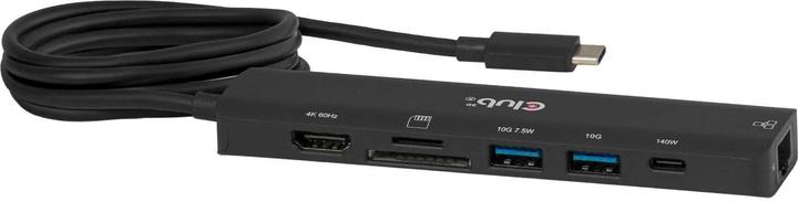 Club 3D Club3D hub USB-C, 7-in-1 hub s 2x USB, 1xHDMI, 1xUSB-C PD, RJ45, microSD/SD, 140W, 4K60Hz (USB-C, 7 porte)