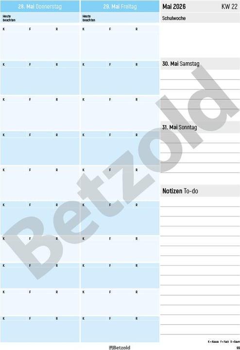 Produktbild Betzold Schulplaner A4 plus (A4, 1 Woche / 2 Seiten)