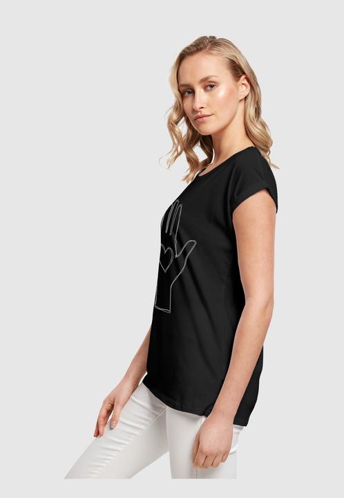 Produktbild Merchcode Ladies Peace - Scribble Hand Heart Black Extended Shoulder Tee - 161397 (S)