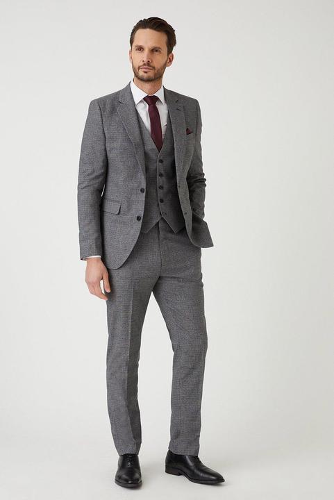 Actual product image Burton Mens Grid Checked Skinny Suit Jacket