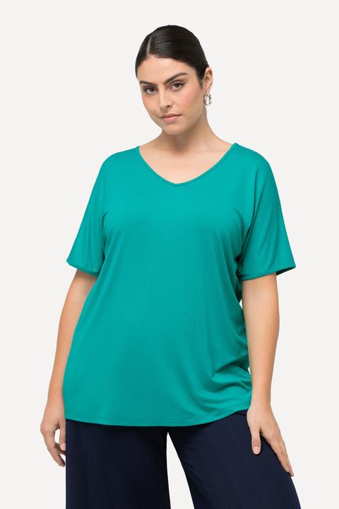 Immagine prodotto Ulla Popken T-shirt con apertura sul retro, anelli, scollo a V e mezze maniche (56)