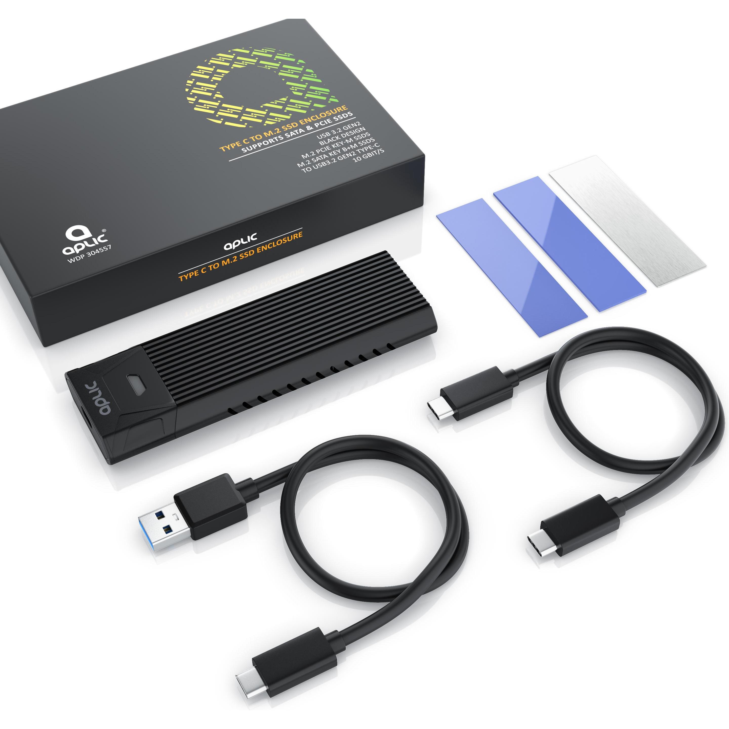 Thumbnail - Aplic Festplatten Gehäuse, M.2 NVMe Gehäuse USB 3.2 Gen2, PCIe 3.0 & SATA, Kompatibel mit 2242, 2260, 2280 (M.2 2230, M....