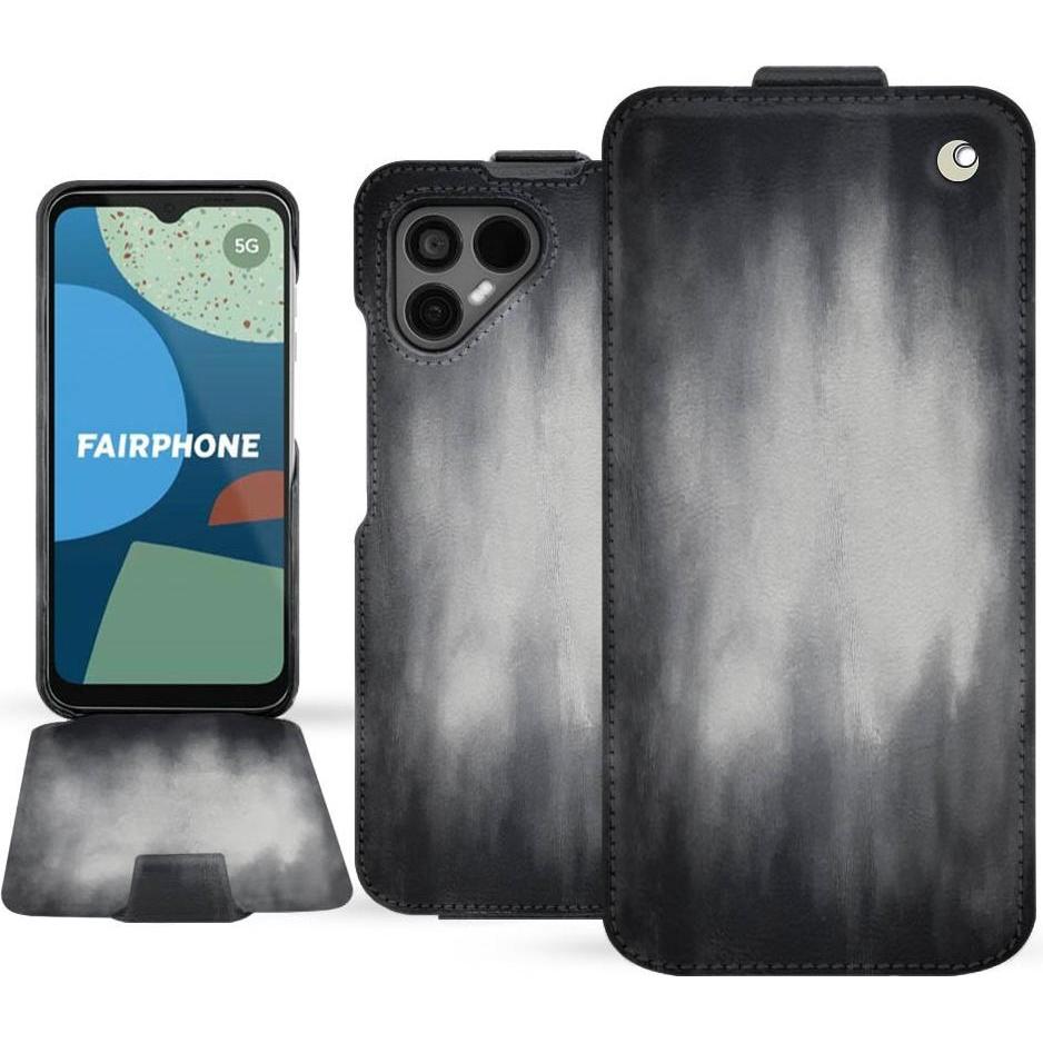Thumbnail - Noreve Lederschutzhülle vertikal (Fairphone 4), Smartphone Hülle, Grau