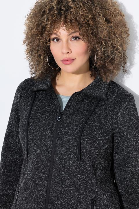 Produktbild Ulla Popken Strickfleece-Jacke, Rauten, Stehkragen, Zipptaschen (56)