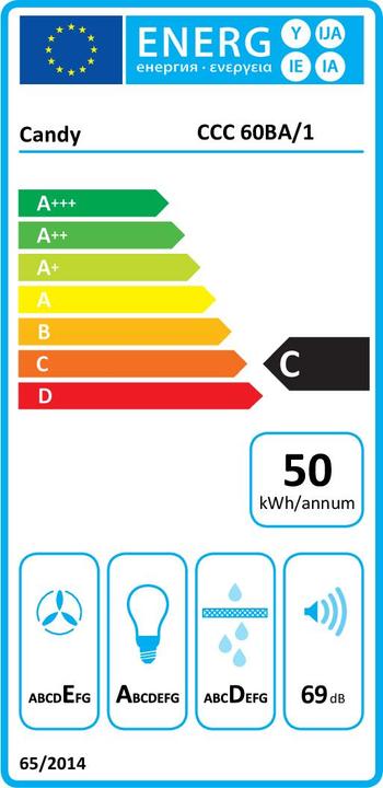 Energy Label Candy Okap CCC 60BA/1 (Wall hood)