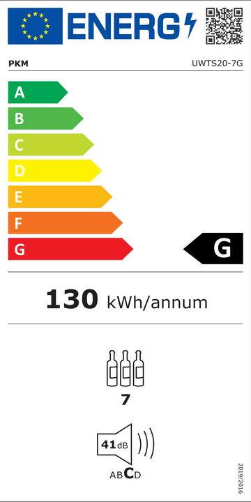 Label énergétique Wolkenstein PKM Armoire de mise en température des vins UWTS20-7G