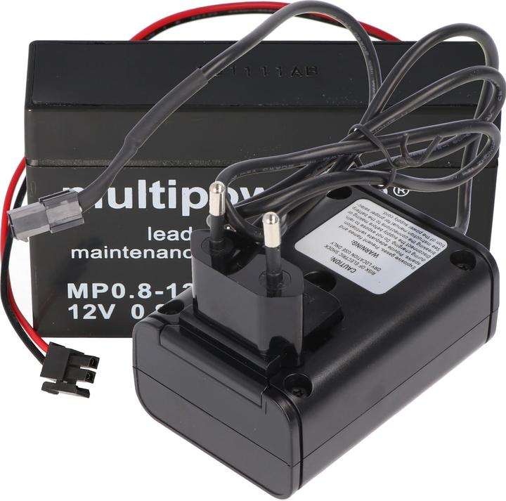 Produktbild XCell Ladegerät inklusive 1 Akku passend für den Multipower Bleiakku MP0.8-12H Heim und Haus (1 Stk., 800 mAh, Ladegerät inkl. Akku)
