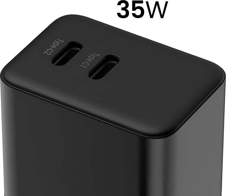 Actual product image Crong Ultra Compact GaN - Ładowarka sieciowa 35W PD 3.0 2x USB-C (czarny) (35 W, 2 ports)