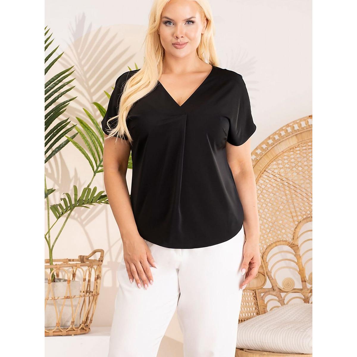 Karko, Bluse, Plus-Size Bluse, Schwarz, (38, 39, 40)