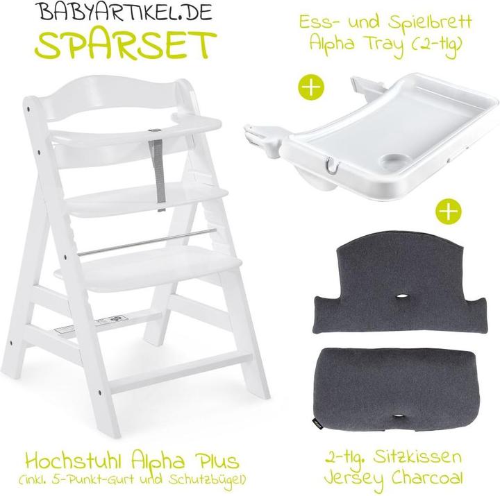 Actual product image Hauck Highchairs Highchair Alpha Plus White in economy set incl. seat cushion (Stair high chair)