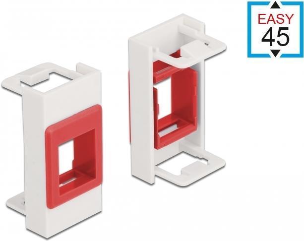 Actual product image Delock Easy 45 module keystone bracket 22.5 x 45 mm, white / red