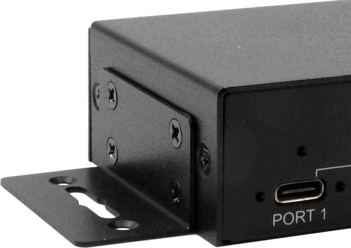 Produktbild Exsys 4 Port USB 3.2 Gen 2 Metall HUB, incl. Netzteil 12V/2A, USB 3.0 Kabel, Din-Rail (USB-C, 4 Ports)