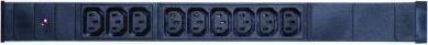 Actual product image Exertis Connect 19" PDU 9 x IEC13 socket in aluminium housing 1U, 3 x 1.5mm cable 2.5m, RAL 9005 black