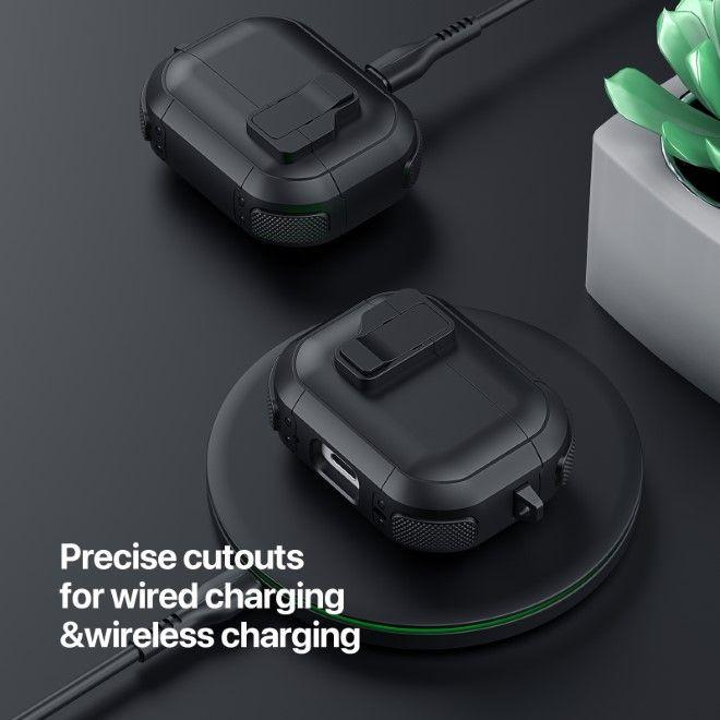 Produktbild Dux Ducis Headphone case - AirPods 4 PECP Series PC+TPU Cover with Hook White Green (Ladecase Hülle)