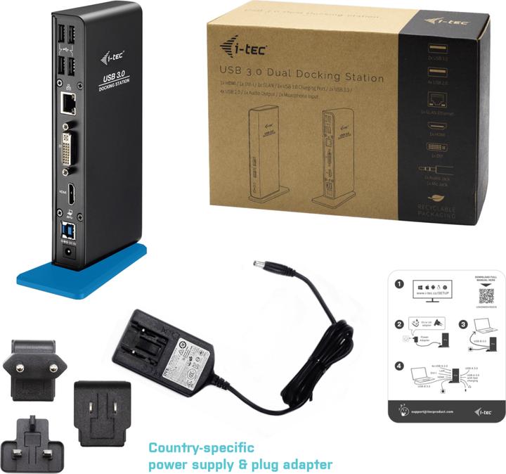 Produktbild i-tec USB 3.0 Dual Full HD Dock (USB-B, 2 Ports)