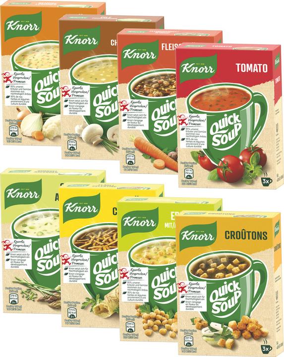 Produktbild Knorr Quick Soup Flädli Packung, feinste Flädli mit Kräutern, Fladensuppe schnell & einfach zubereitet (450 ml)