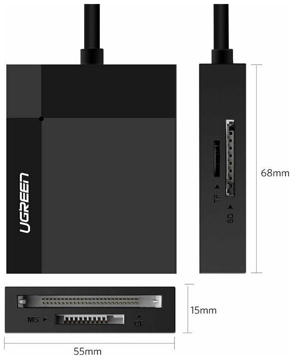 Image du produit Ugreen Lecteur de carte mémoire USB 3.0 SD/Micro SD/CF/MS noir (CR125 30333) (USB 3.0)