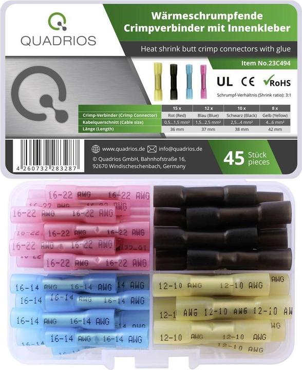 Quadrios 23C494 Stossverbinder 0.5 mm² 6 mm² Rot, Blau, Schwarz, Gelb 45 St.