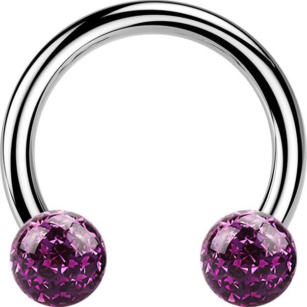 Produktbild Star Piercing Circular Barbell silber mit zwei Kristall Kugeln violett Epoxy Schutzschicht (ohne MessingTitan G23, Titan G23)
