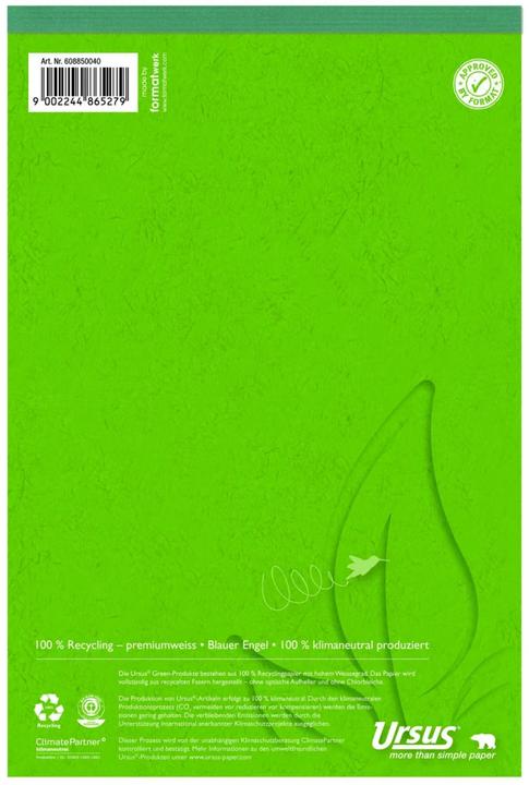 Actual product image Ursus Notepad Green A5, squared, 100 sheets, 5 pieces (A5, Checked)
