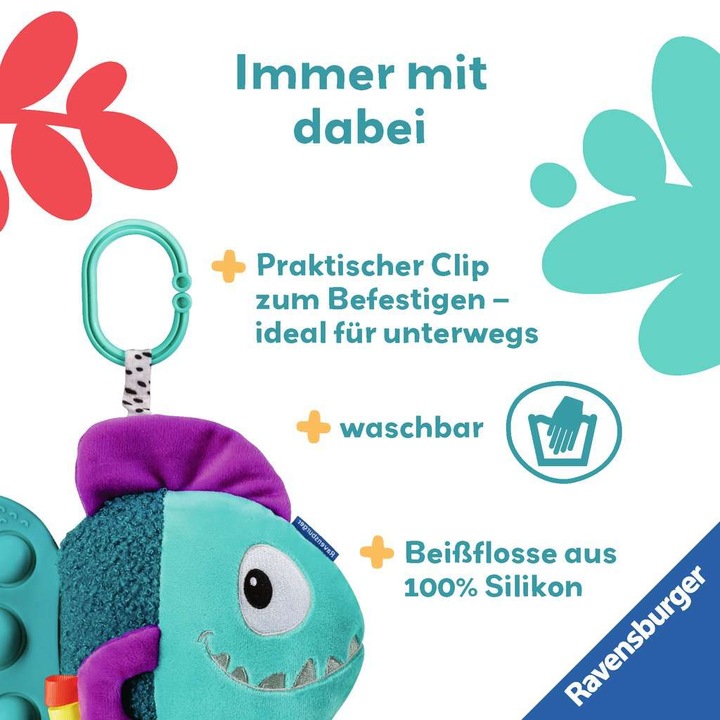 Immagine prodotto Ravensburger 4876 play+ Pop-it Piranha (blu), peluche con tanti effetti di gioco, giocattolo per bambini