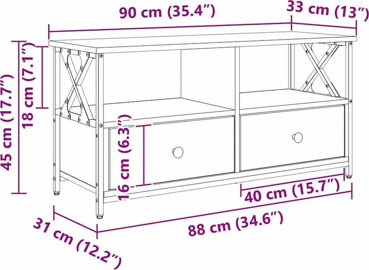 Actual product image vidaXL TV-Schränk (33 x 90 x 45 cm)