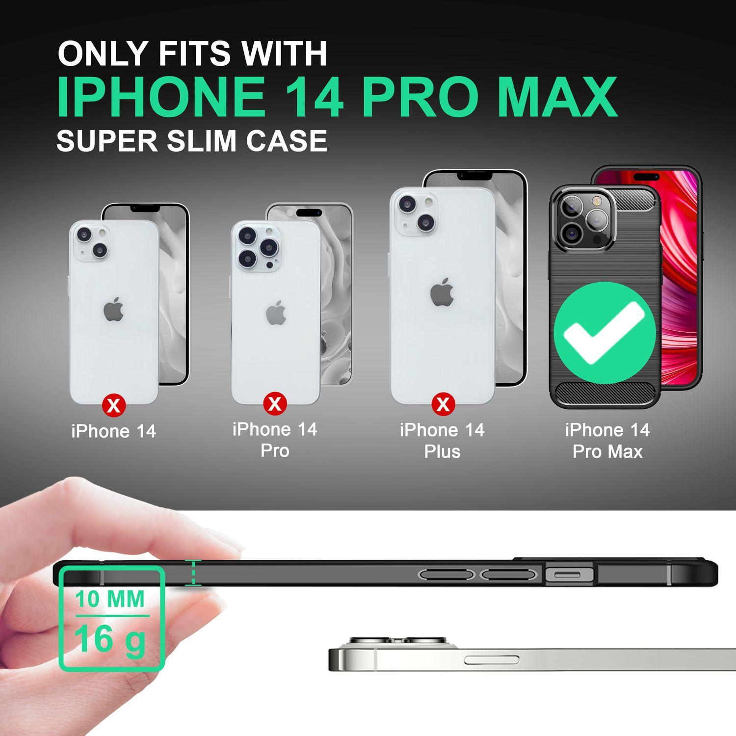 Thumbnail - Nalia Carbon-Look Silikon Hülle (Apple iPhone 14 Pro Max), Smartphone Hülle, Schwarz