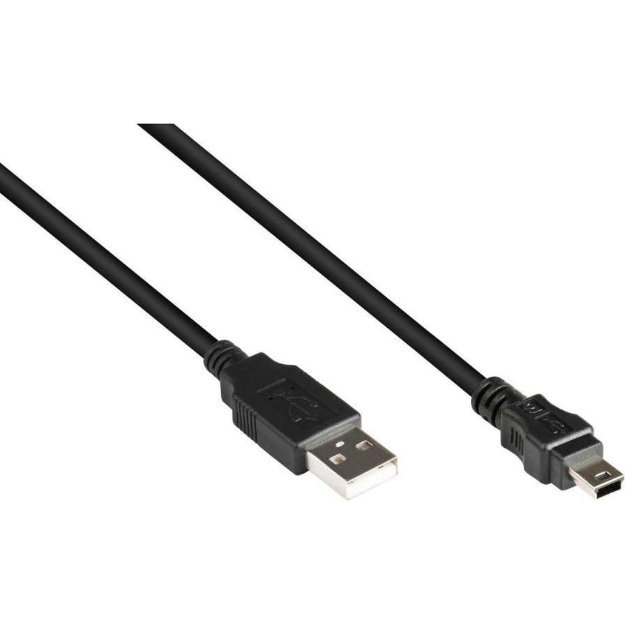 Varia Anschlusskabel USB 2.0 Stecker A an Stecker Mini B 5-pin, schwarz, 5m (5 m, USB 2.0), Cavo USB