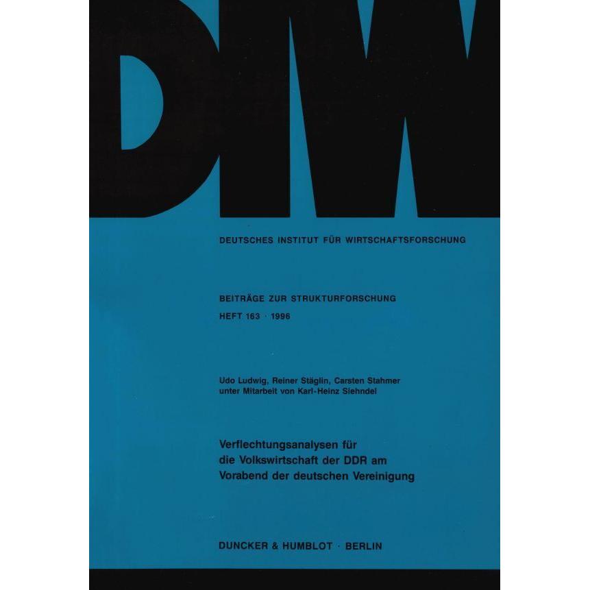 Thumbnail - Verflechtungsanalysen für die Volkswirtschaft der DDR am Vorabend der deutschen Vereinigung., Fachbücher von Udo Ludwig,...