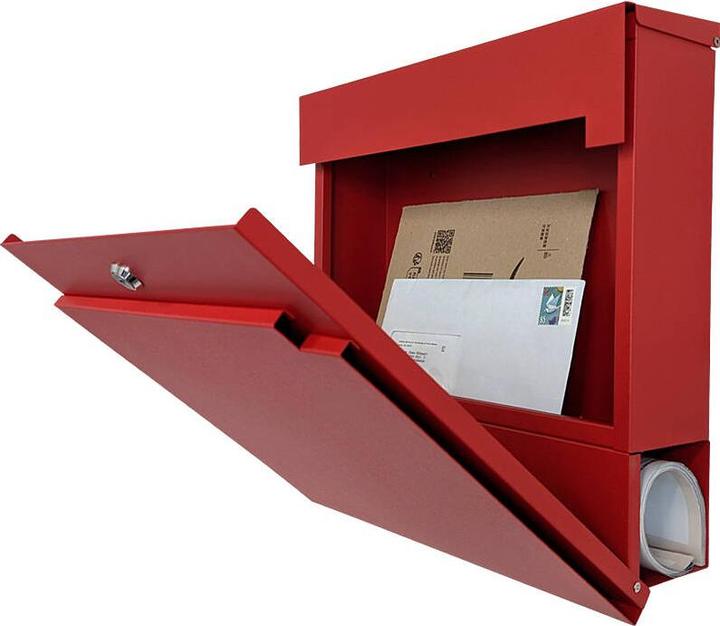Produktbild SafePost 810 Design-Briefkasten rot RAL3002 matt
