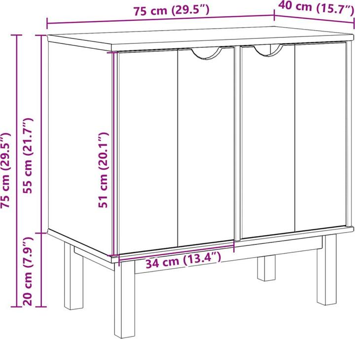 Produktbild vidaXL Flurschrank (75 x 40 x 75 cm)