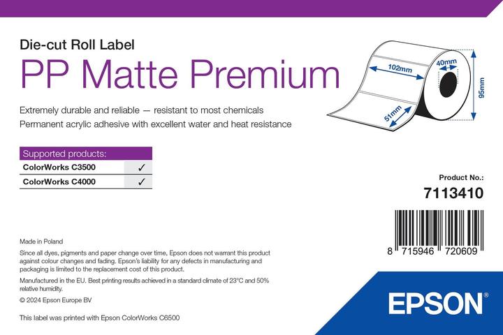 Actual product image Epson Pp Matte Label Prem Die-Cut