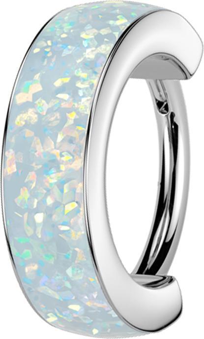 Image du produit Star Piercing Micro Segmentring klappbar silber seitlich Opal weiss (sans laiton, Titane)