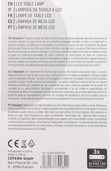 Image du produit AccuCell Lampe de bureau LED tactile, blanc chaud, avec batterie