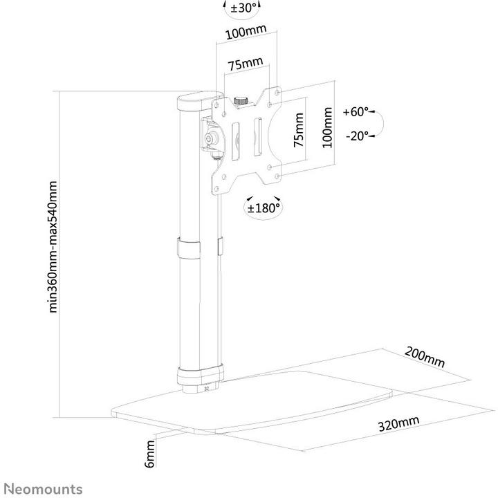 Image du produit Neomounts Support de table à écran plat (Tables, 30", 6 kg)