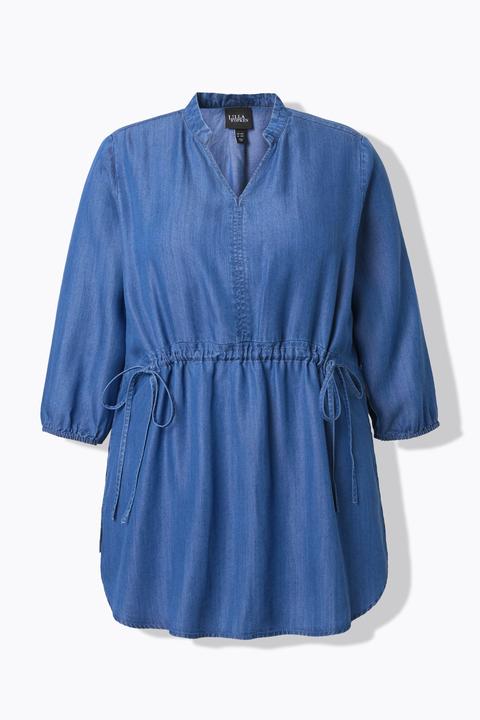 Actual product image Ulla Popken Denim Look Drawstring Waist Blouse (46, 48)
