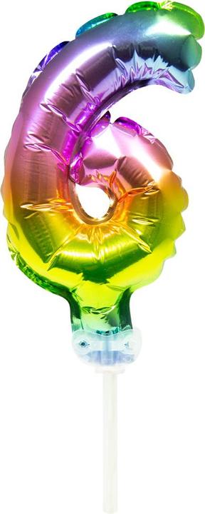 Actual product image Folat Foil Balloon Cake Topper Rainbow Number 6 - 13