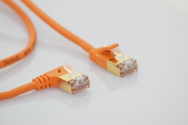 Wantec wW Patch CableCat.7 Raw Cable angled 90°left SSTP orange 3.0m (S/FTP, CAT7, 3 m)