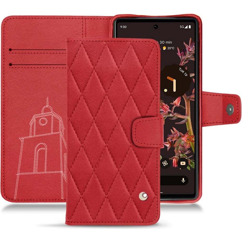Noreve Lederschutzhülle Wallet (Google Pixel 6), Smartphone Hülle, Rot