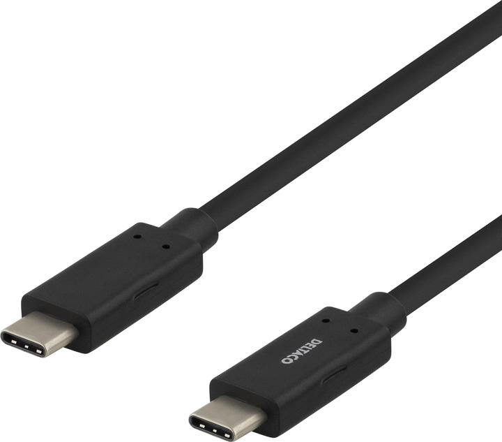 Produktbild Deltaco USB-C to USB-C Cable 3A, 0.5m - Black (0.50 m)